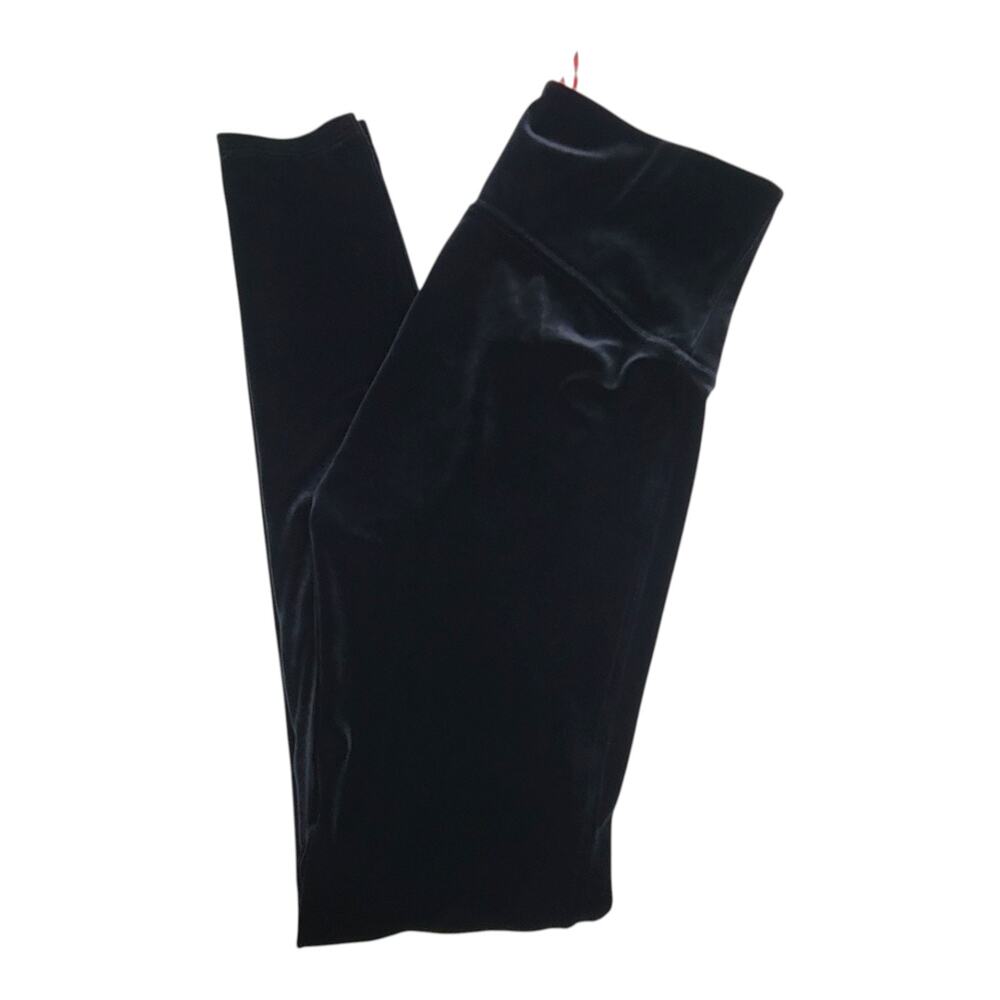 Spanx Womens Large Black Velvet Leggings High Waist Shaping Tummy Control